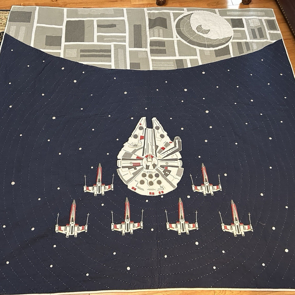 Pottery Barn Kids Star Wars Millennium Falcon Quilt Comforter Set Includes2Shams